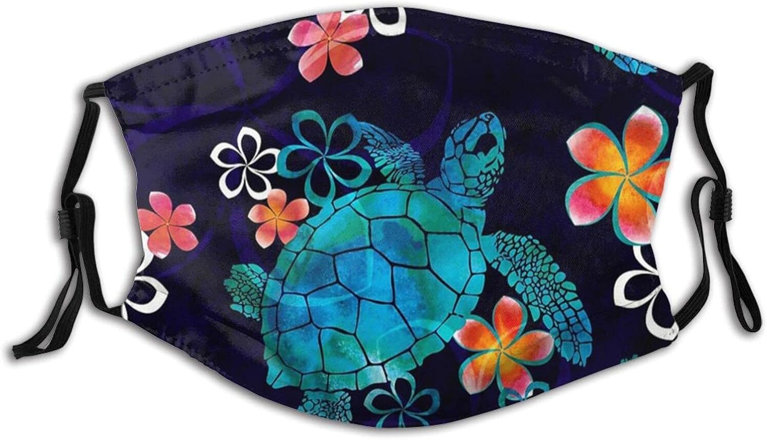 Sea Turtle Printed Face Mask Ocean Animal Mask Reusable Washable Balaclavas with 2 Pcs Filters