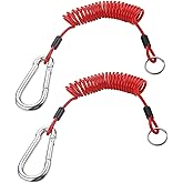 DPEI XUAN 2Pcs Breakaway Cable, Trailer Brake Cable, RV Stainless Steel Emergency Coiled Wire, Heavy Duty Lanyard Extend to 6ft Coiled Safety Cables Strap for RV, Camper, Trailer