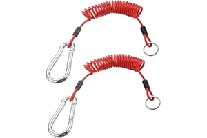 DPEI XUAN 2Pcs Breakaway Trailer Cable, Trailer Brake Cable, RV Stainless Steel Spring Towing Coiled Wire, Heavy Duty Steel Wire Extend to 6ft Coiled Safety Cables Strap for RV Towing Trailer