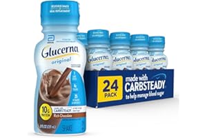 Glucerna Original Nutritional Shake, Diabetic Drink to Support Blood Sugar Management, 10g Protein, 180 Calories, Rich Chocolate, 8-fl-oz Bottle, 24 Count