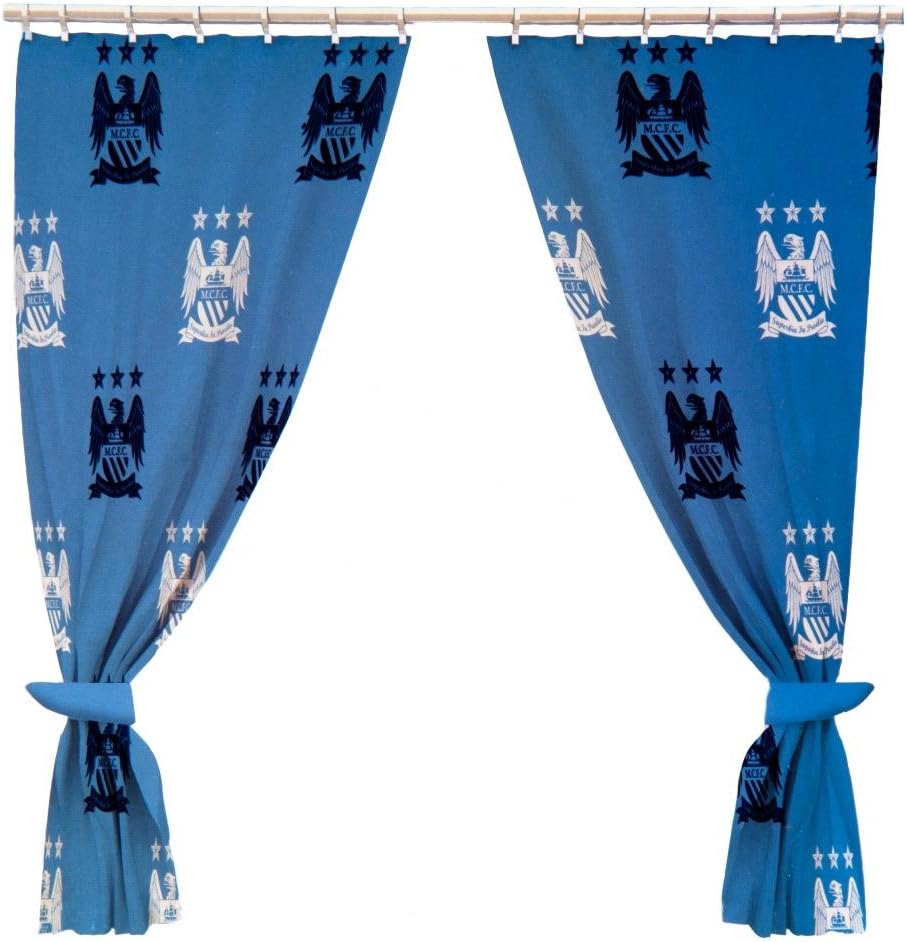 Manchester City Fc 66 X 72 Drop Polycotton Curtains Ready Made