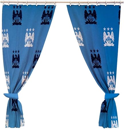 Manchester City Fc 66 X 72 Drop Polycotton Curtains Ready Made