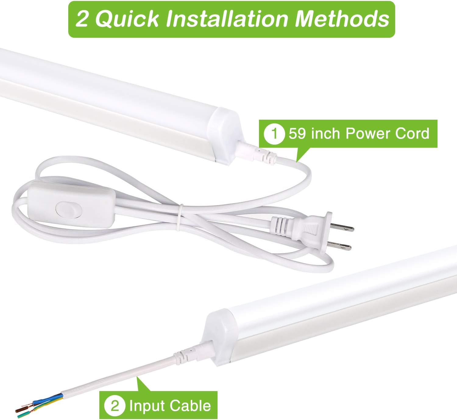 6 Pack LED Shop Light 4FT, T5 Integrated Single Fixture, 22W, 2200lm, 6500K Super Bright White, Linkable Shop Light, Utility Shop Lights, Corded Electric with Built-in ON/Off Switch: Home Improvement