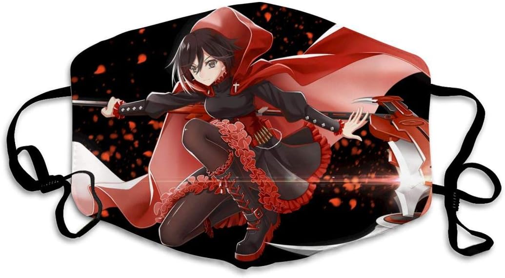Triciaedcf Unisex Ruby Rose (RWBY) 4 Reusable Anti Dust Funny Halloween Face Mouth Mask, Beach Halloween Mask for Cycling Camping Travel for Adults Men Women