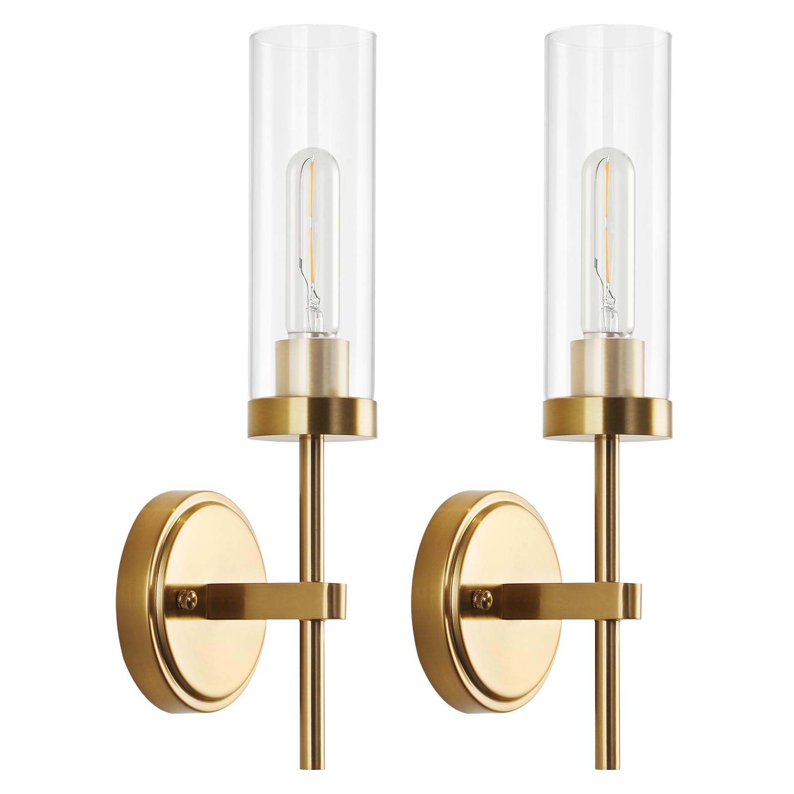 Photo 1 of WILON Gold Wall Sconces Set of 2, Vanity Lights for Bathroom Sconces Wall Lighting with Clear Glass Shades, Vintage Antique Brass Wall Lamp for Mirror Bedroom Living Room Bedside Hallway