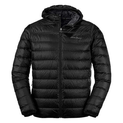 Eddie Bauer Men's CirrusLite Down Hooded Jacket, Black, XX-Large