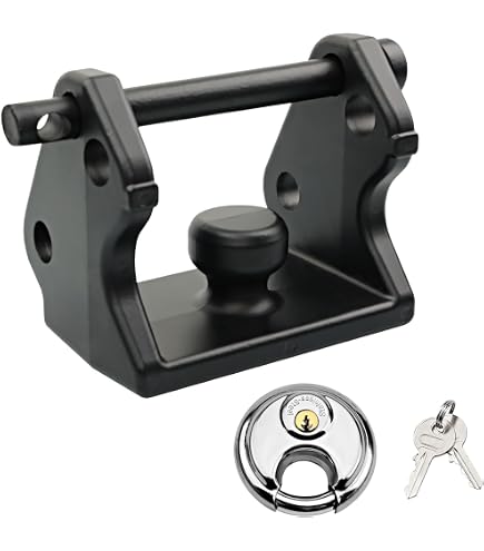 HQPASFY TL-20 Heavy-Duty Trailer Coupler Lock With Keyed Padlock - Fits 1-7/8" To 2-5/16" Couplers, Black