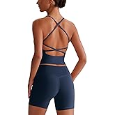 ABOCIW 2 Piece Workout Sets for Women Cross Back Sports Bra Tank High Waist Biker Shorts Gym Yoga Pilates Outfits