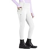 FitsT4 Sports Girls Riding Pants Full Seat High Waist Kids Equestrian Breeches Horse Schooling Tights Zipper Pockets