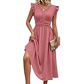 SHEWIN Women Summer Elegant Ruffle Sleeve Dress Semi Formal Boho Outfits 2026