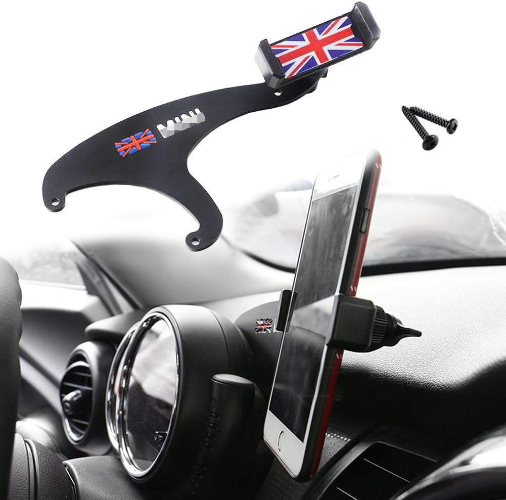 GTinthebox Smartphone Cell Phone Cup Mount Holder with Cradle Rotatable Clip (Red & Blue Union Jack Flag Style, 3.5-5.5 Inch Phone) for Mini Cooper F54 F55 F56 F57, 1 Pack