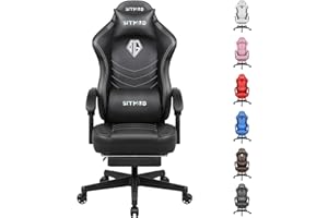 SITMOD Ergonomic Gaming Chair with Footrest for Adults- Adjustable PU Leather PC Computer Chair with Swivel, Lumbar Support, and Headrest-Comfortable Video Game Chair for Long Sessions (Black)