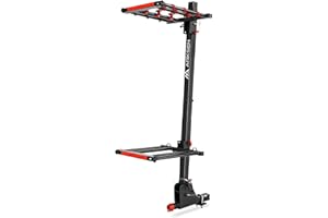 Arksen Folding Hitch-Mounted Ski/Snowboard Rack, Snowboard Mount Carries 6 Pair Skis or 4 Snowboards Fits 2" or 1.25" Receivers, Trailer Hitch Ski Rack with Key Lock, Security Strap, Tilt Access