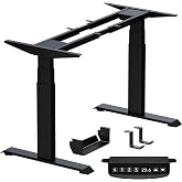 BIZUM Dual Motor 3-Stage Electric Standing Desk Frame,3 Memory Height Presets, Table Legs Up to 49.2", DIY Workstation for Home Office,Black
