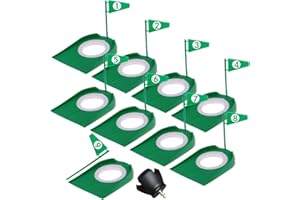 Shu-Ran 9 Pack Golf Putting Cups with Flags, Plastic Golf Training Aids with Golf Ball Retriever, Putting Training Hole Set for Indoor Outdoor