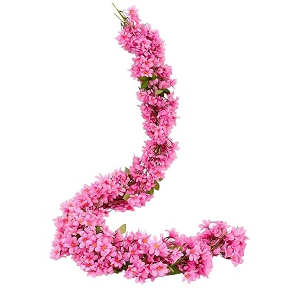 Justoyou 2 Pcs 57ft Artificielle Sakura Fleurs De Cerisier Fleurs Suspendues Vigne Faux Sakura Guirlande Faux Oriental Guirlande Guirlande Maison