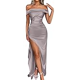 Caracilia Women Off Shoulder Sleeveless Maxi Formal Dress 2026 Sexy High Split Wedding Guest Cocktail Party Elegant Dresses