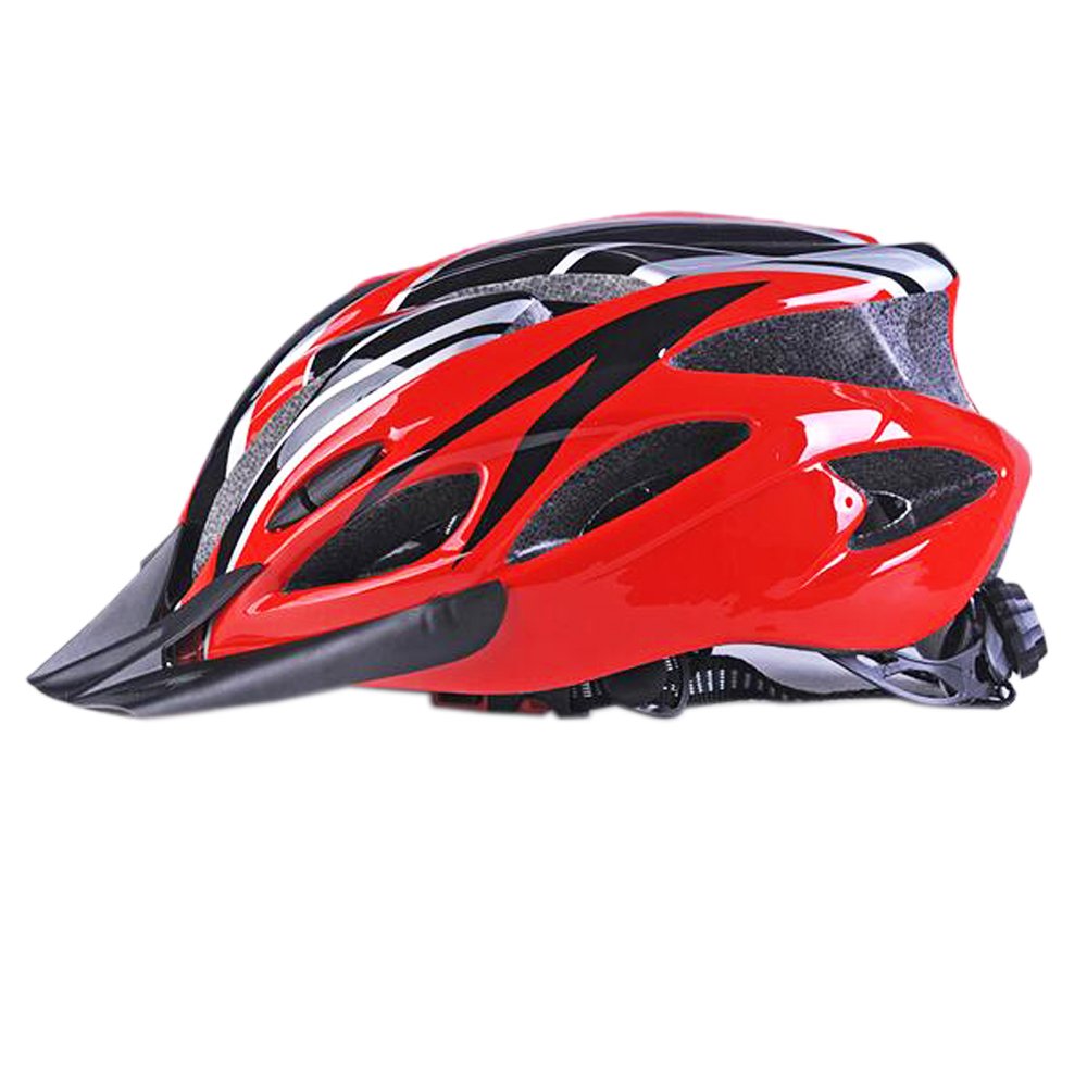 Uzexon Casco ciclista de ciclismo de MTB (18 aberturas), adultos Casco ligero unisex de bicicleta con visera desmontable y forro suave, sistema de rueda ajustable (Rojo/Negro)