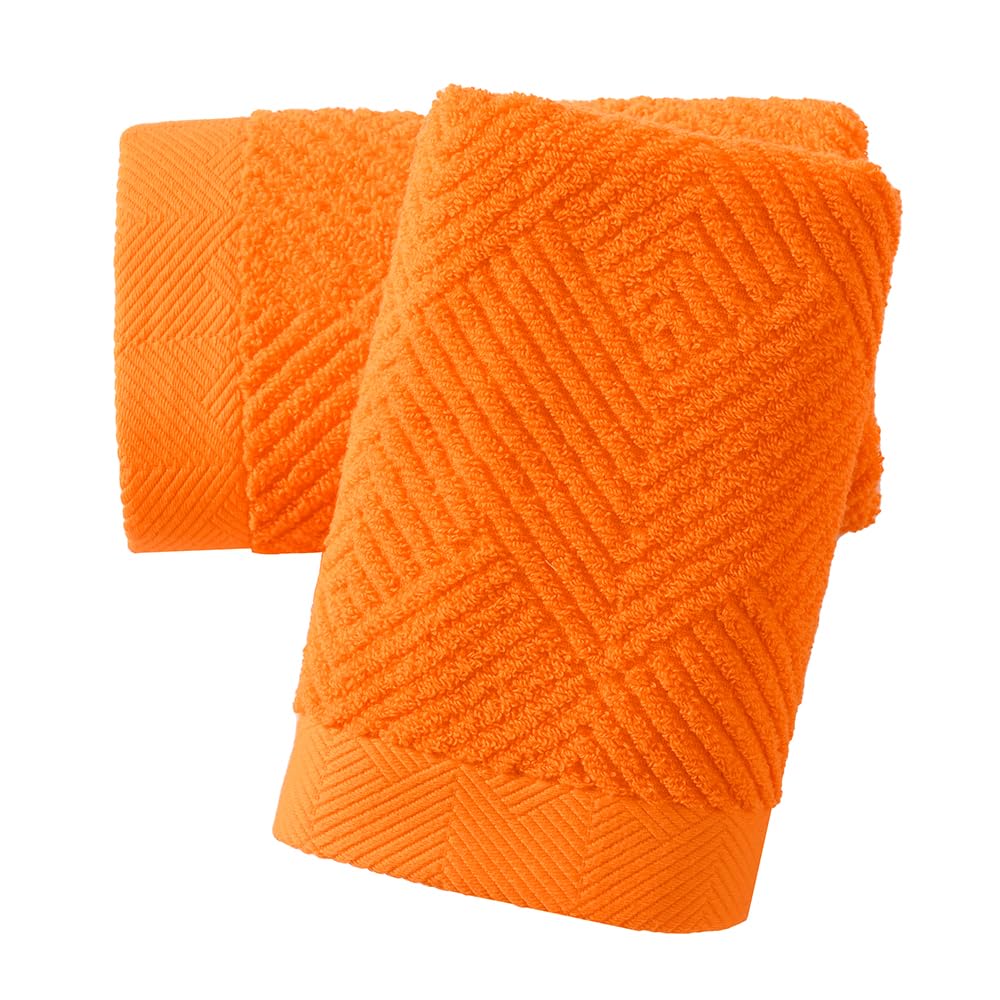 sense gnosis Super Soft Orange Hand Towels Terry Striped Weave Pattern Ultra Absorbent 100% Cotton Fall Decorations Hand Towel for Home Bathroom(13 X 29 Inch), 2 Pieces