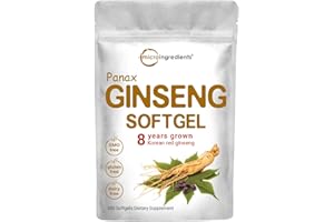 Micro Ingredients Red Panax Ginseng Supplement 6,000mg Per Serving, 300 Softgels | High Potency Korean Ginseng Root Extract with Active Ginsenosides | Supports Energy & Immune Health | Non-GMO