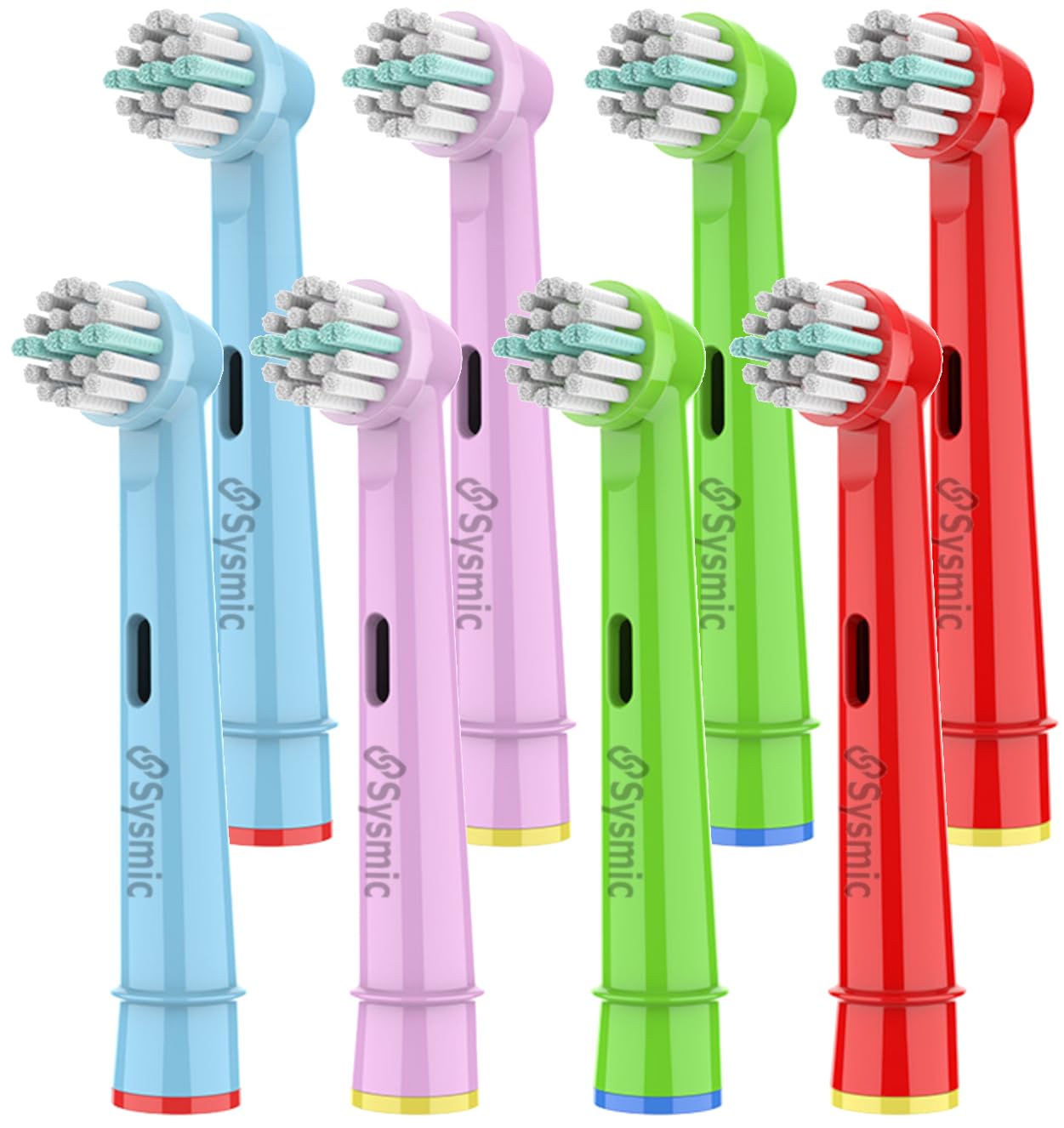 SYSMIC 8 Pack Children Toothbrush Heads Compatible Oral B Kids Toothbrush Head Replacement Extra Soft Bristle Colourful Fits Braun Toothbrush Heads Oral B Kids Pro 3 Brush