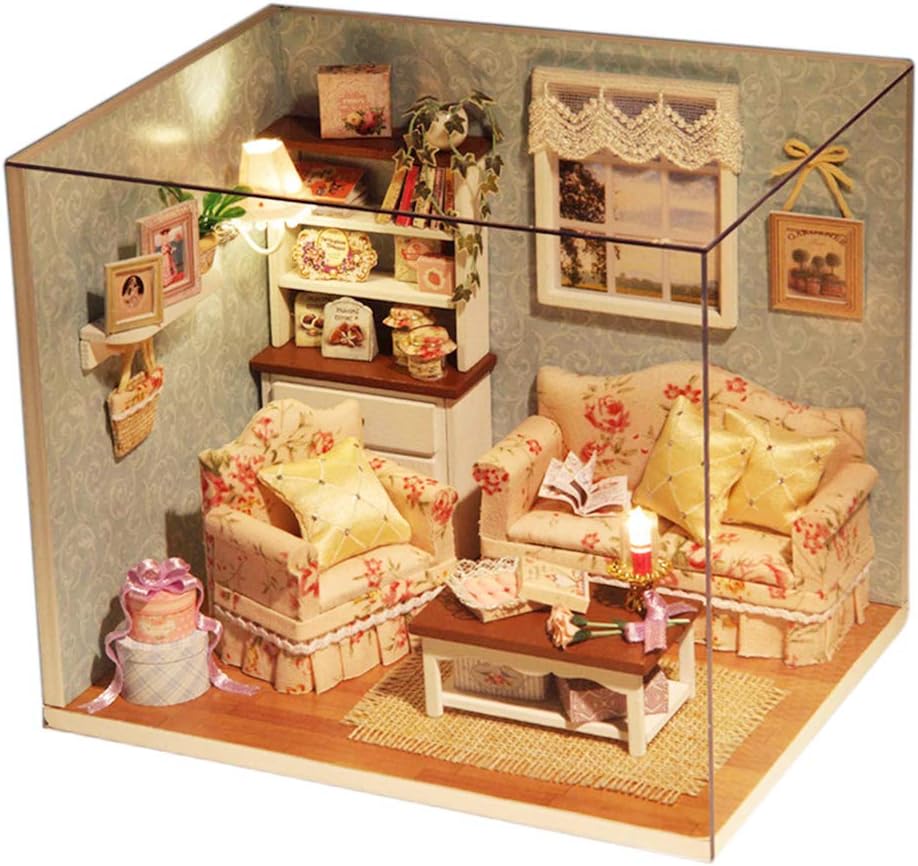Ruorin Dollhouse Wooden Kits, Miniature with Furniture , DIY House with LED, Best Birthday Gifts for Women and Girls(1:24 Scale Creative Room Idea), (3007)