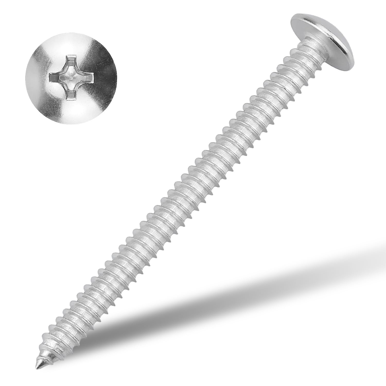 #14 x 3" Truss Head Wood Screw Sheet Metal Screw, Self Tapping, Phillips Drive, 18-8 Stainless Steel 304, Brgiht Finish, 25 PCS by Eastlo Fastener