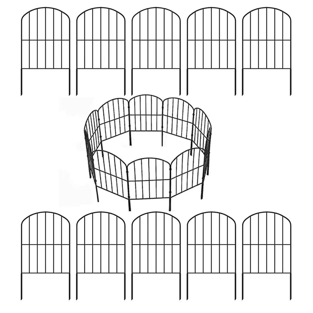 My Link Decorative Garden Fence Fencing 10 Panels，10ft (L) x 24in (H) Rust-Proof Metal Wire Border Animal Barrier for Dogs Metal Fence Panels for Garden Outdoor.
