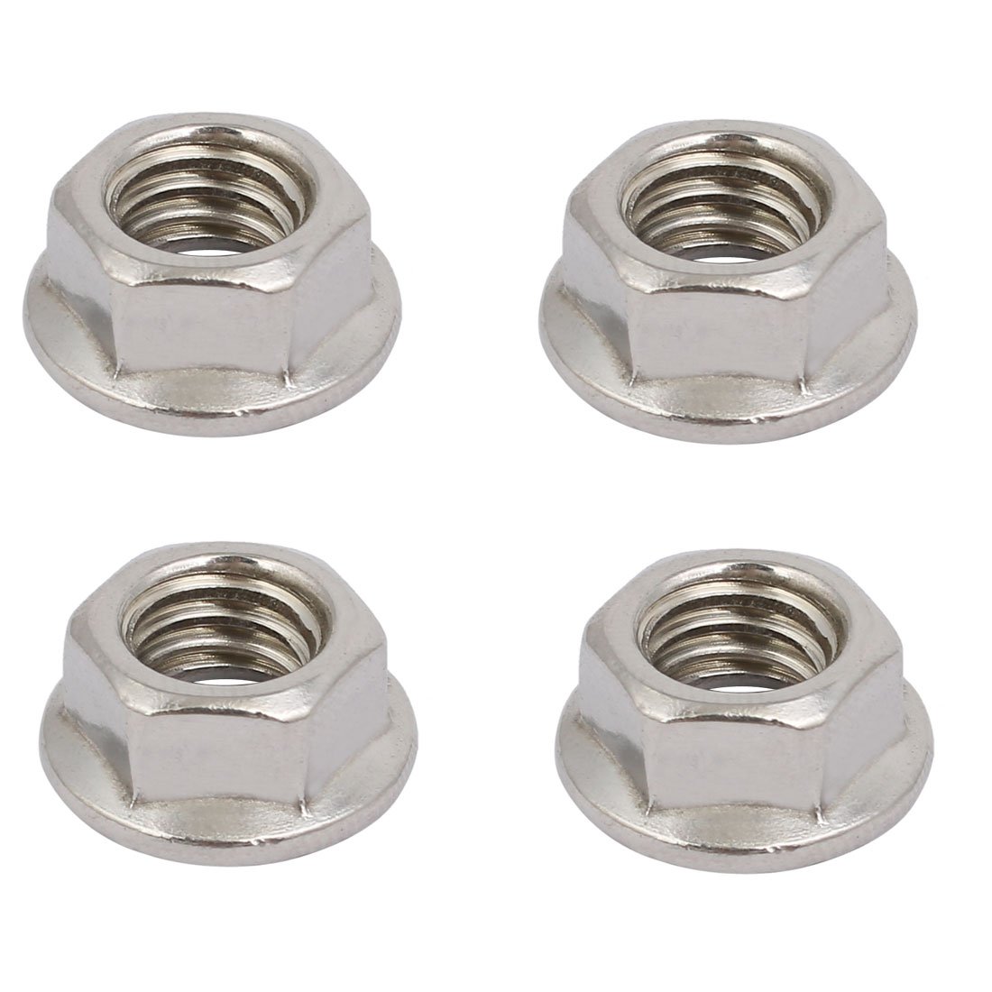 Sourcingmap 4pcs 3/8"-16 UNC Thread 304 Stainless Steel Hex Serrated Flange Nut Fastener