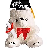 Personalized Graduation Teddy Bear Gifts 2024 for Her, for College, High School, 12 Inch - Cute Custom White Bear with Your N