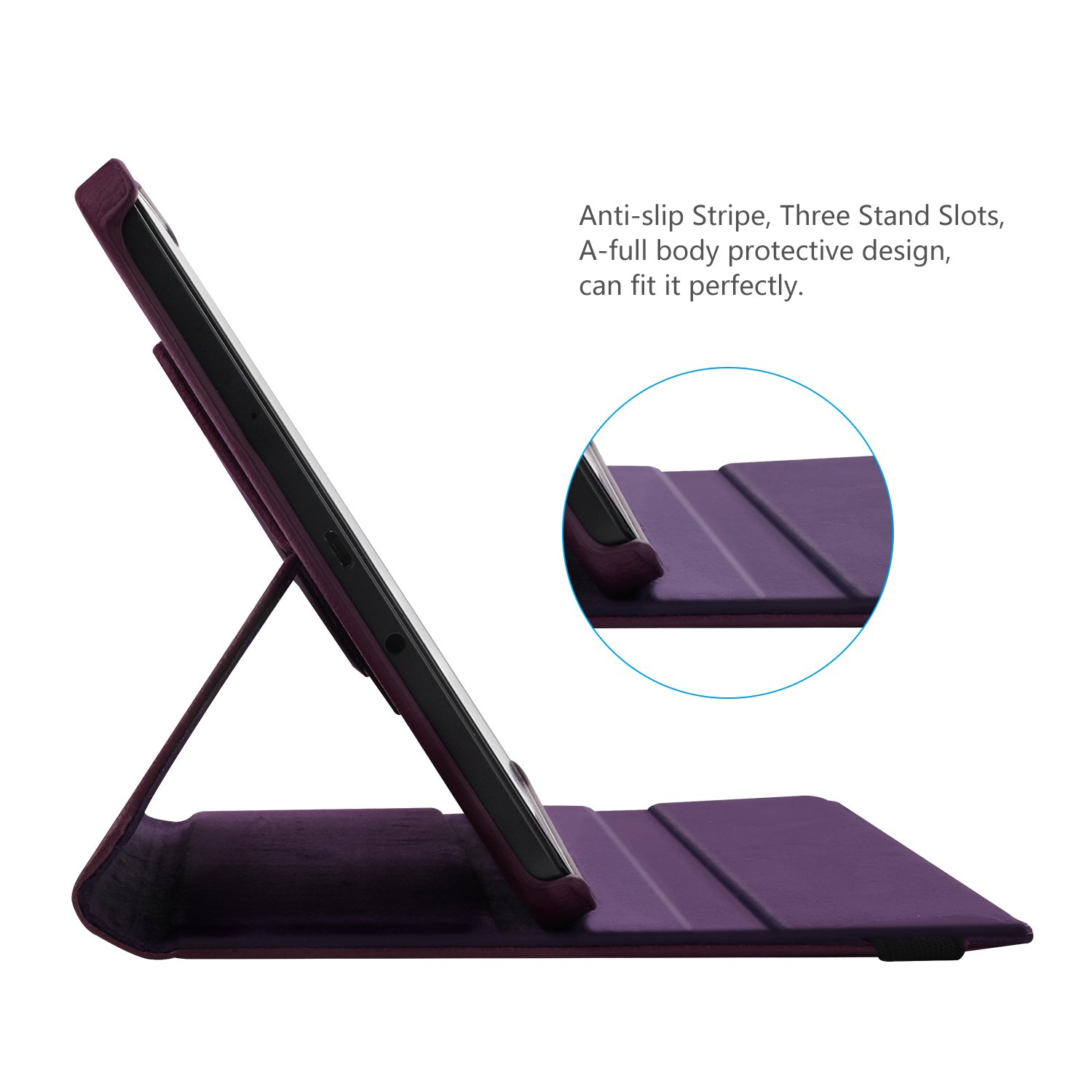 Samsung Galaxy Tab A 10.1 Case(NO S Pen) - Vivefox 360° Rotation Folding Cover with Auto Wake/Sleep Function, Stand Folio Case Cover for Galaxy Tab A 10.1 Inch SM-T580/T585/T587 Tablet (Purple)