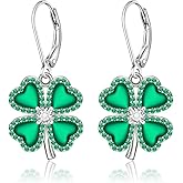 Shamrock Earrings St Patricks Day Earrings for Women Sterling Silver Irish Celtic Knot Four Leaf Clover Earring Valentine Day Shamrock Gifts Jewelry
