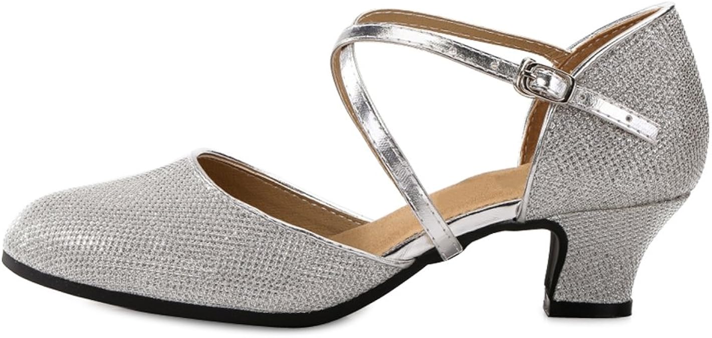 OCHENTA Women's Mid Low Heel Salsa Tango Ballroom Latin Party Dance