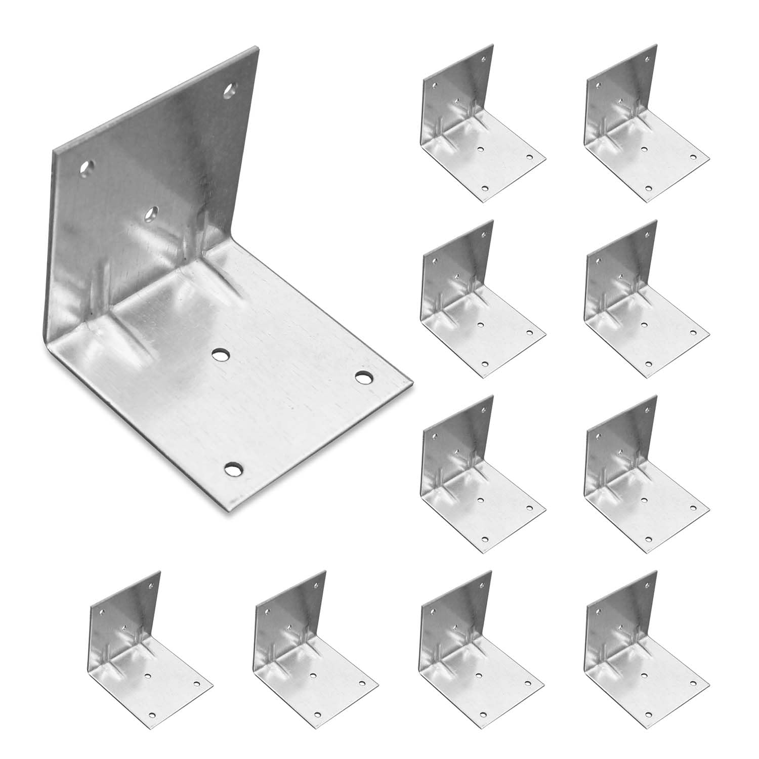 OMIDEAS 10 x Corner Brackets (70 x 70 x 70) Angle Reinforced Metal Braces Wood Timber Galvanised Steel Sheet Connecting Joining Fixing L Repair Connector
