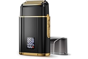 SCRORUI Foil Shavers for Men, High Speed Double Floating Blades Electric Razor, IPX6 Waterproof Dry/Wet, 2 Adjustable Speed Electric Shaver with LED Display, USB-C Deep Black