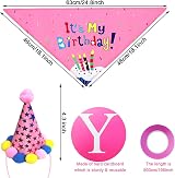 SUOXU Dog Birthday Bandana Hat Bow Tie Set Blue Pink 24.8 x 18.1 x 18.1 view 3