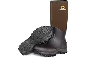 D DRYCODE Rubber Boots for Men and Women, Waterproof 6mm Warm Rubber Neoprene Boots, Outdoor Rain Boot, Brown, Size 5-14