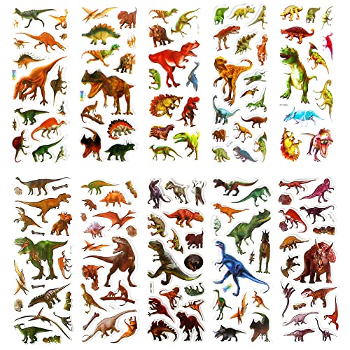 SHANGRLA Puffy Dinosaur Stickers for Kids 3D Dino Stickers for Toddlers Boys Dinosaur Theme Birthday Party Favors Potty Training Stickers Goodie Bags Stickers for Children, 20 Sheets.