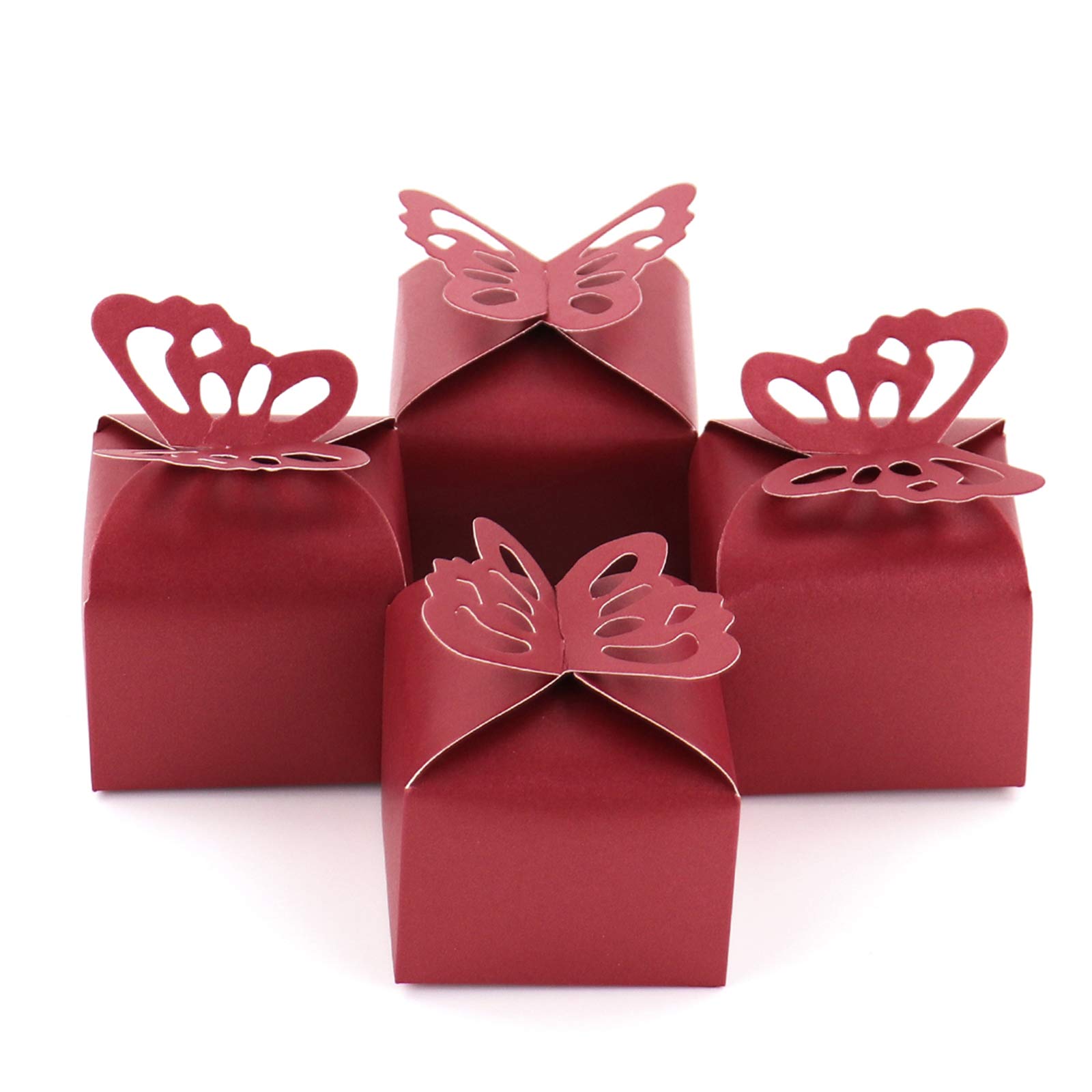 Kslong 50pcs Wedding Favour Boxes Small Candy Boxes Party Gift Boxes Baby Shower Favour Boxes (Red)