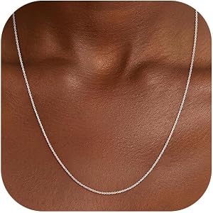 BLThing S925 Sterling Silver Chain for Women, 1.1mm Sterling Silver Cable Necklace Thick Sturdy Colourfast Necklaces Jewelry