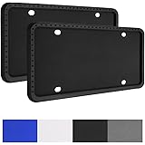 Panykoo 2 Pack Universal Silicone License Plate Frames,License Plate Holder,Rust-Proof,Rattle-Proof,Weather-Proof,Black