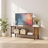 YOTATING TV Stand for 65 inch TVs, Large Media TV Console with Storage Shelf, Modern Entertainment Center TV Stands for Living Room, Bedroom, 55" TV Table, Walnut