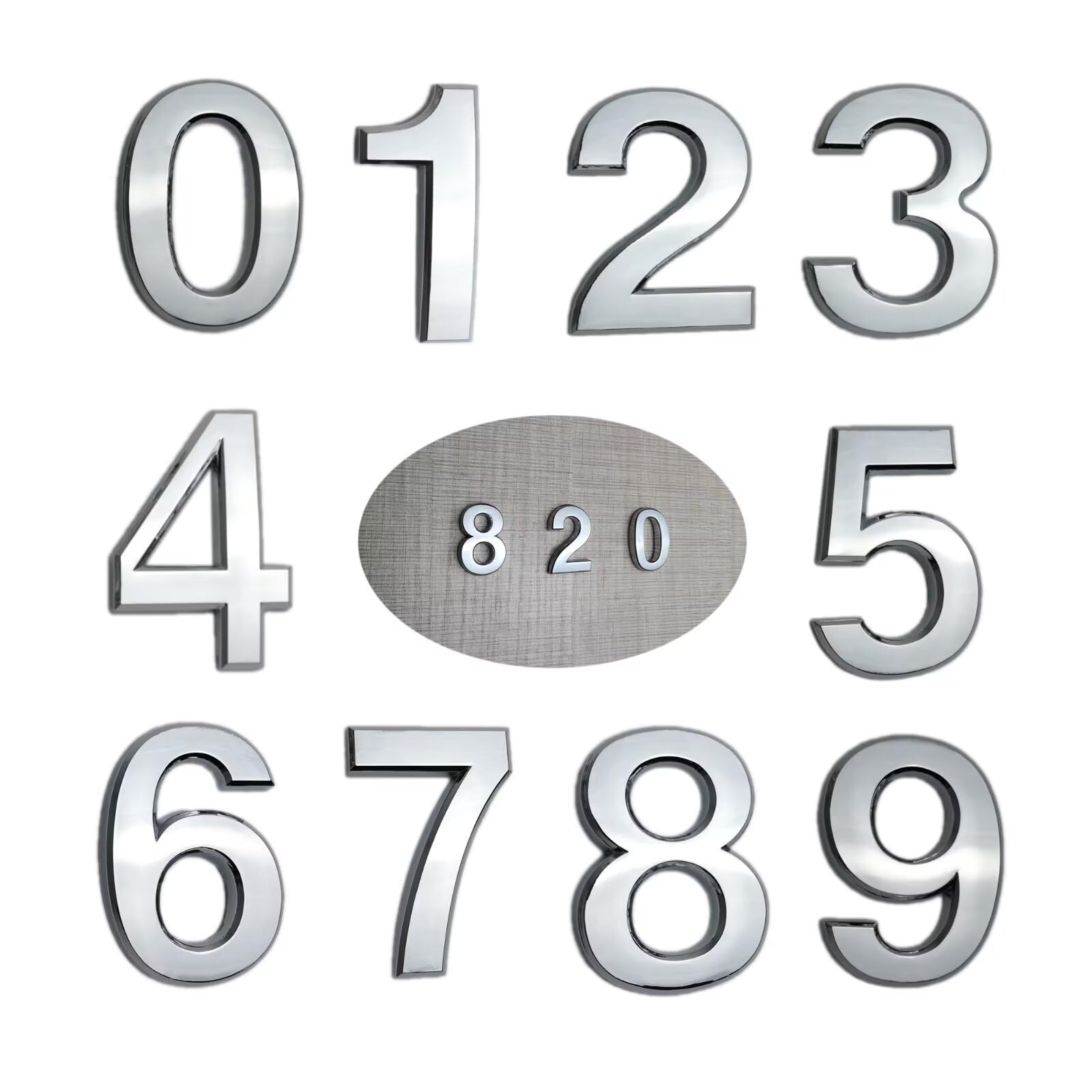 Photo 1 of 10 Pcs 3D Small Mailbox Numbers(0-9),1.4 Inch Self Adhesive House Numbers Sticker for Hotel Room Apartment Door and Address Sign,(1.4 Inch 0-9,Silver)