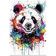 COTAIL Unframed Canvas Wall Art For Bedroom Office Wall Decor, Funny Colorful Panda Wall Decorations For Living Room Painting Pictures Artwork For Modern Posters Prints Home Decor 24x16in