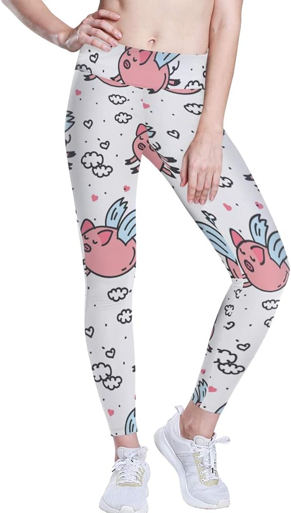 Amazon ヨガパンツ ヨガ レギンス ヨガウエア 豚 かわいいトレーニングパンツ レディース スポーツウェア 吸汗速乾 柔らかい 伸縮性抜群 超軽量 ハイウエスト トレーニングウェアxs フィットネス トレーニング ロングパンツ 通販