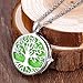 HOUSWEETY Aromatherapy Essential Oil Diffuser Necklace-Copper Tree of Life Locket Pendant,12 Refill Pads (Silver)
