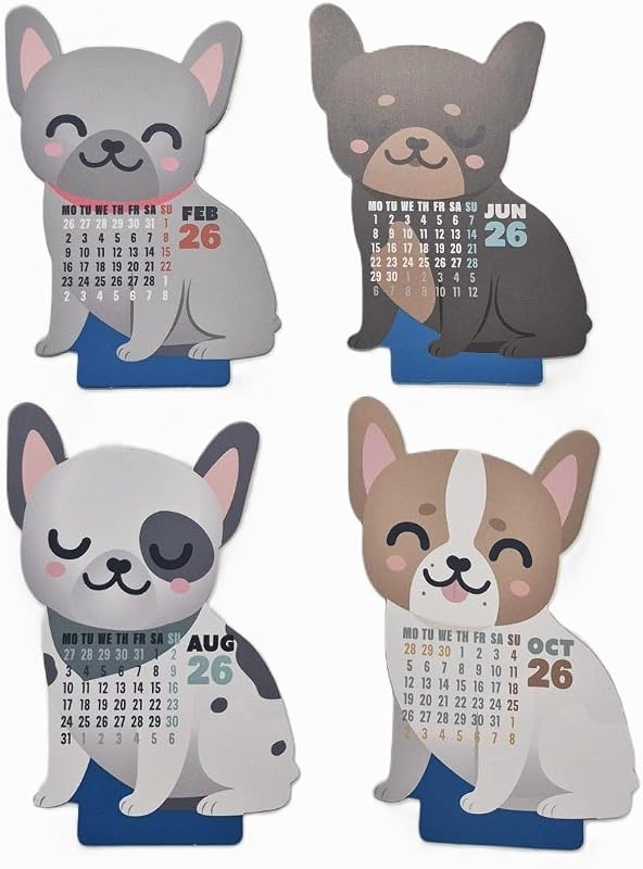 Mr Wonderful - Calendário de secretária 2026 com suporte - Bulldog