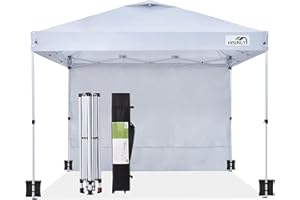 Hisinly 10x10ft Pop Up Canopy Tent with Removable Sidewall, Instant Shade Canopy with Vented Roof for Patio Outdoor Camping with Wheel-Bag, 4 Sand Bags, 8 Stakes