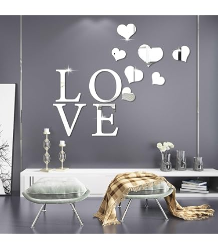 Creative Diy Heart Love Heart Mirror Sticker , 3d Acrylic Decorative...