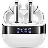 Wireless Earbuds, 2025 Bluetooth 5.4 Headphones Bass Stereo, Ear Buds with 4 Mics ENC Noise Cancelling, Bluetooth Earbuds 48H Playtime LED Display Charging Case, IP7 Waterproof in Ear Earphones white